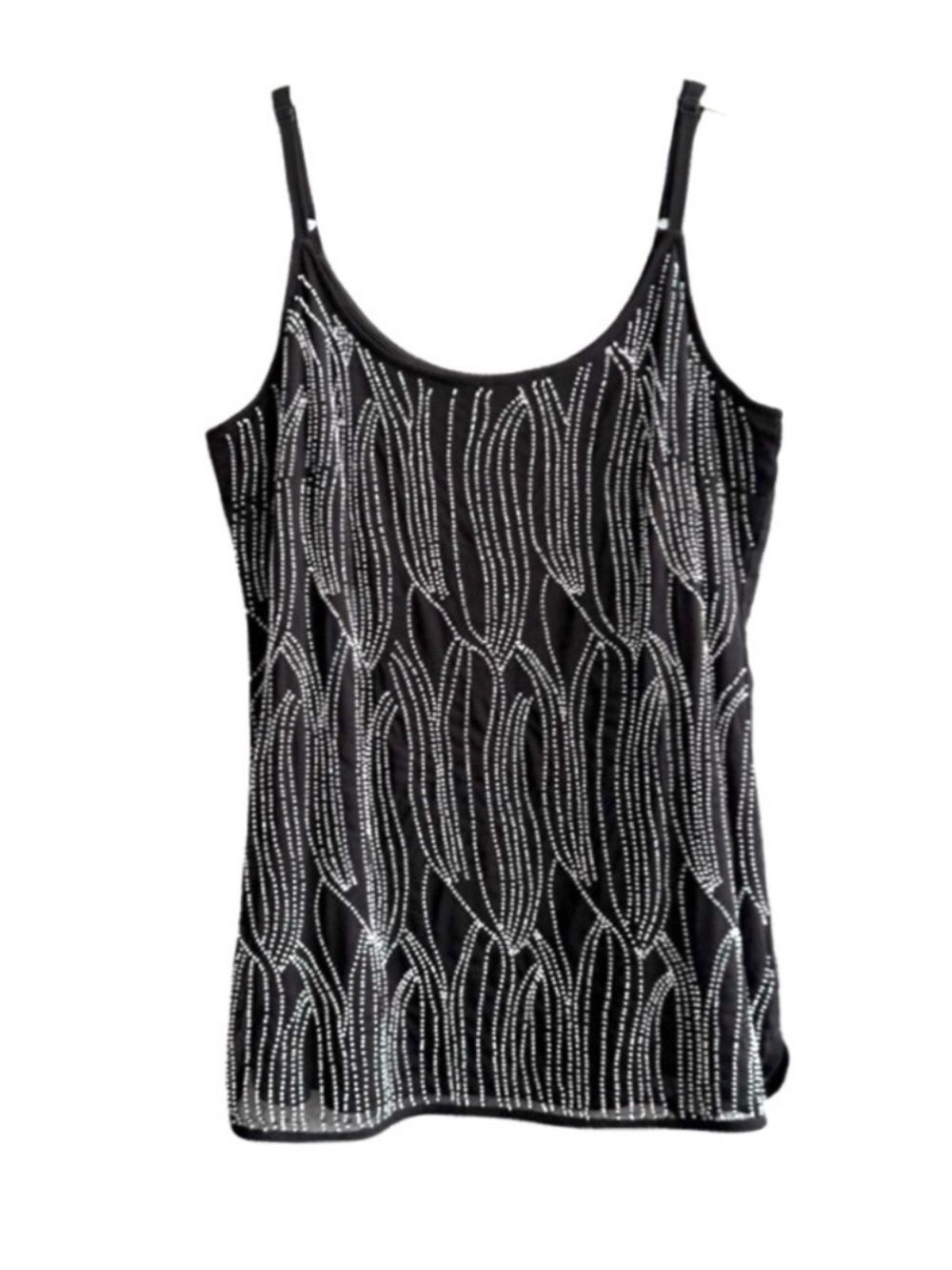 NEW WHBM Beaded Camisole Overlay Black White Size M